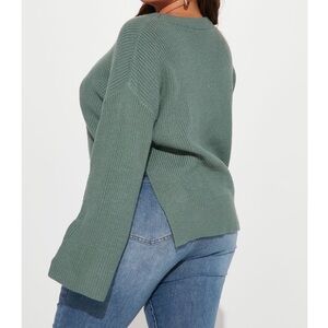 Fashion Nova Sage Green Crew Neck Sweater